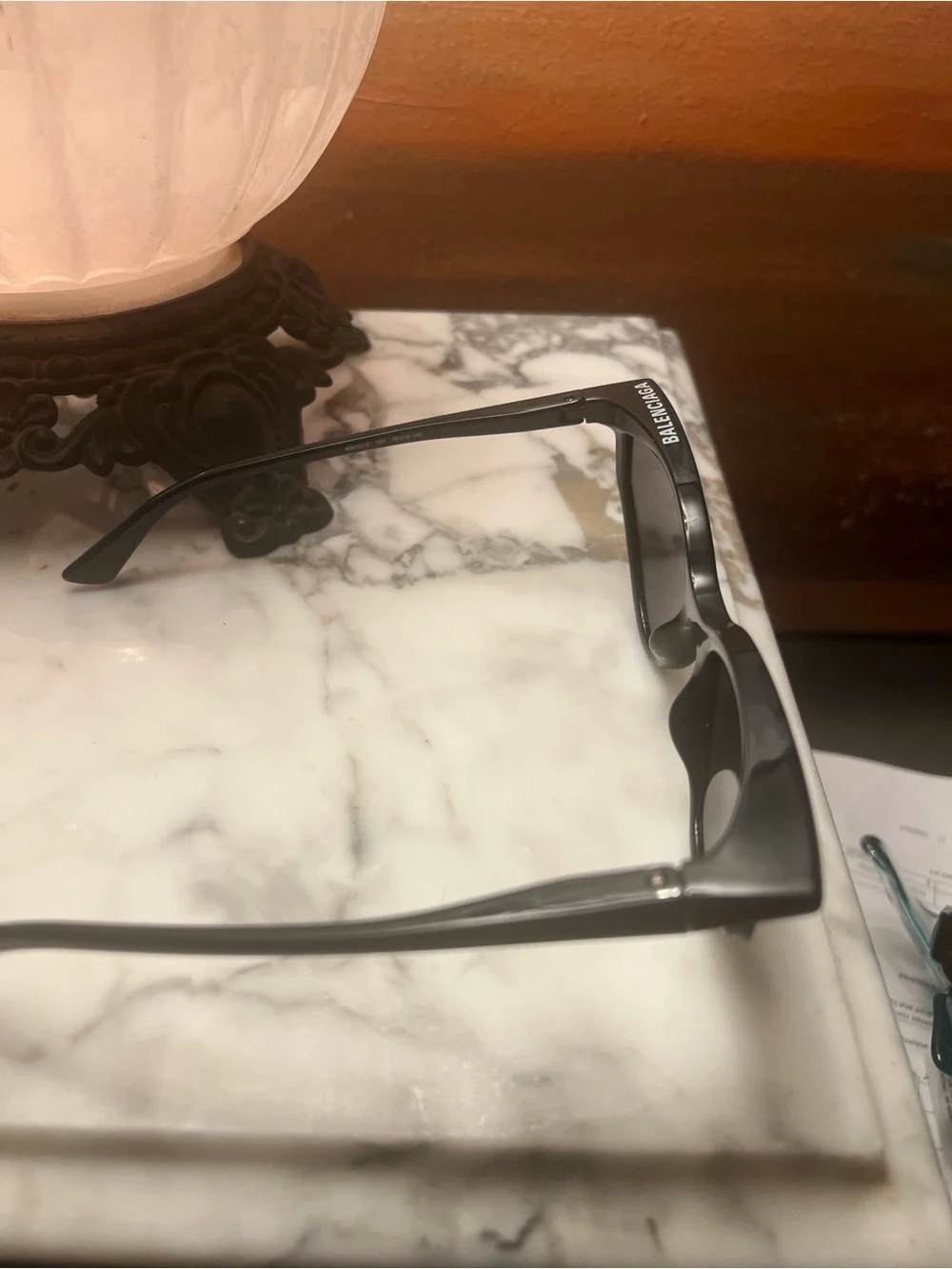 Balenciaga Black Cat-Eye Sunglasses with Embossed Case